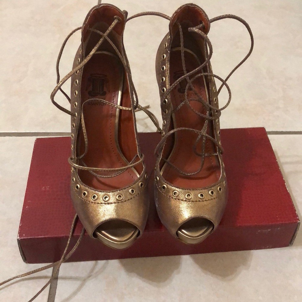 Gold high heels